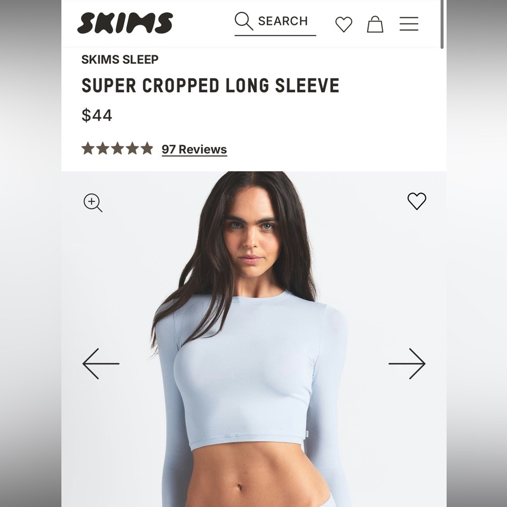 SKIMS Light Blue Long Sleeve Crop Top